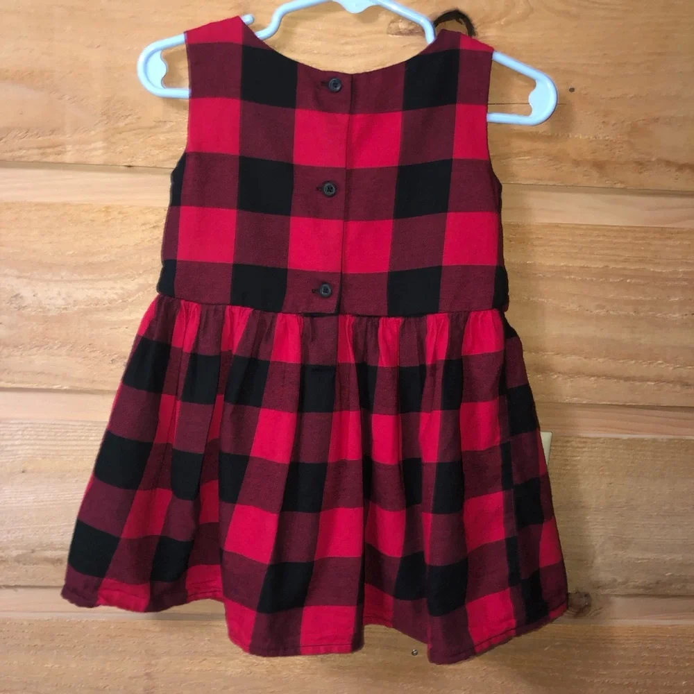 Buffalo Plaid red/black The Children’s Place lined dress 18-24 Months - Picture 2 of 8